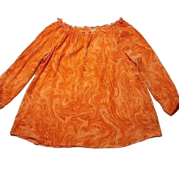 Michael by Michael Kors Plus size 3 X  blouse orange swirls long sleeve - Picture 1 of 12